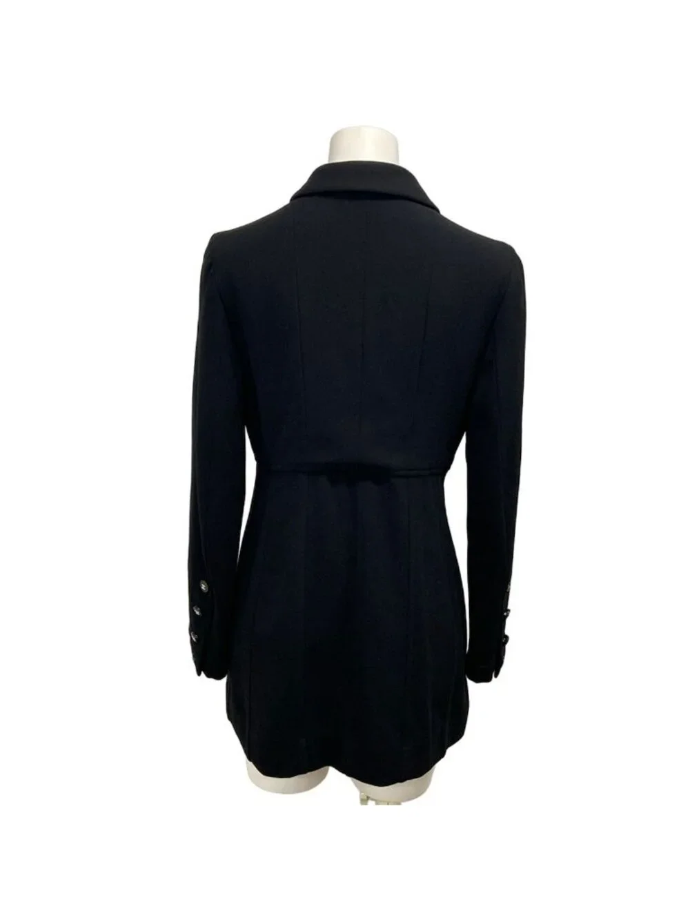 Chanel Jacket Black Long Sleeve CC Logo Silver Wool